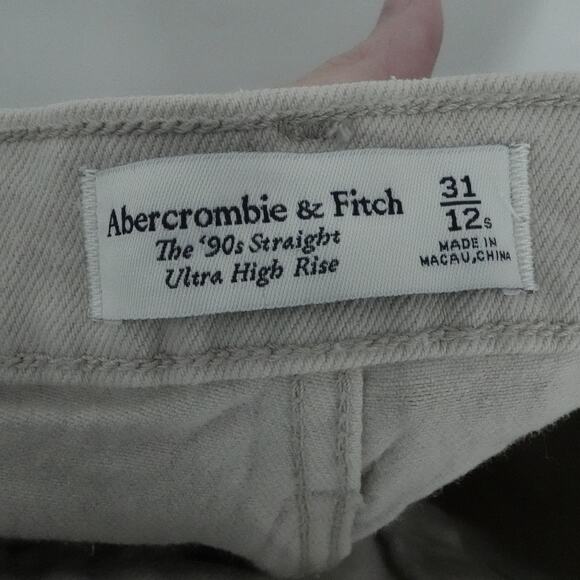 Abercrombie & Fitch Jeans Womens 31 Short Beige 90s Straight Ultra High Rise - Picture 3 of 16